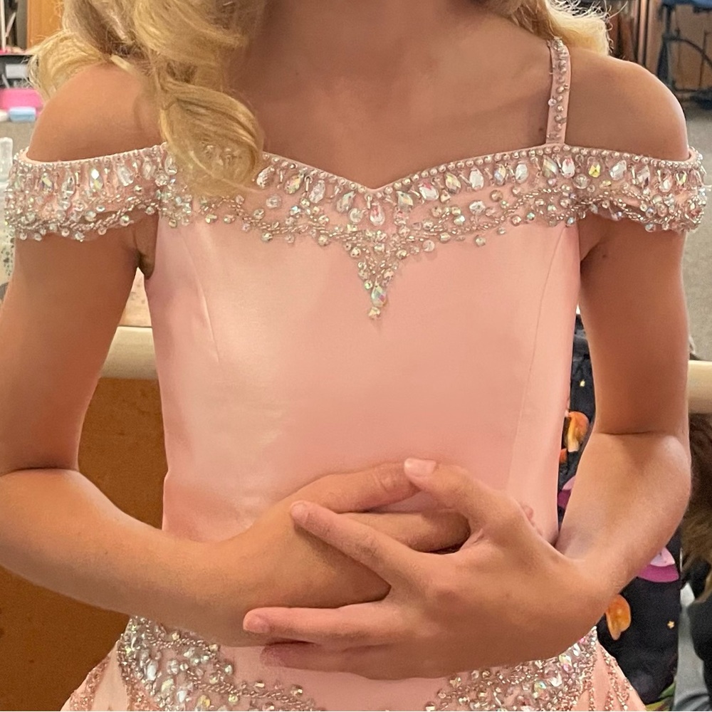 Elegant Pink Gown with Silver Accents kids size 8 (zippered back) - Picture 3 of 3